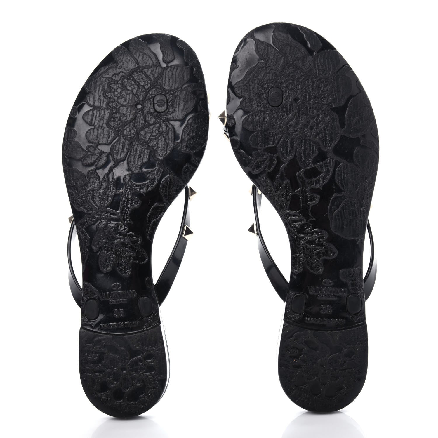 Valentino Garavani PVC Jelly Rockstud Bow Thong Sandals 36 Black 6 of 10