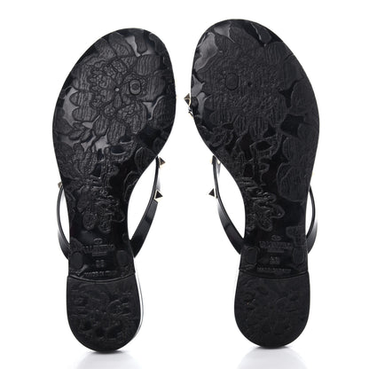 Valentino Garavani PVC Jelly Rockstud Bow Thong Sandals 36 Black 6 of 10