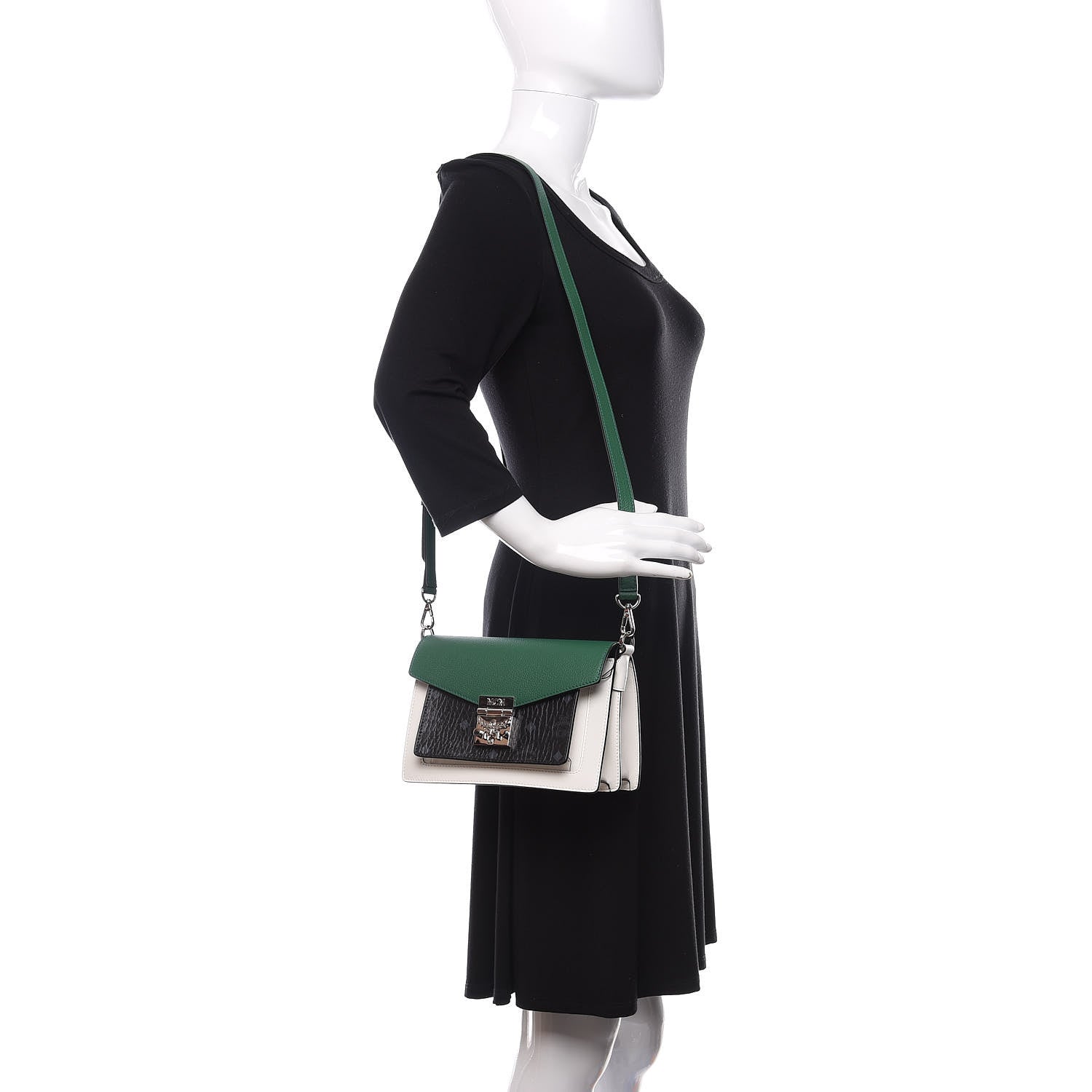 MCM Calfskin Visetos Small Patricia Crossbody Bag Eden Black 2 of 9