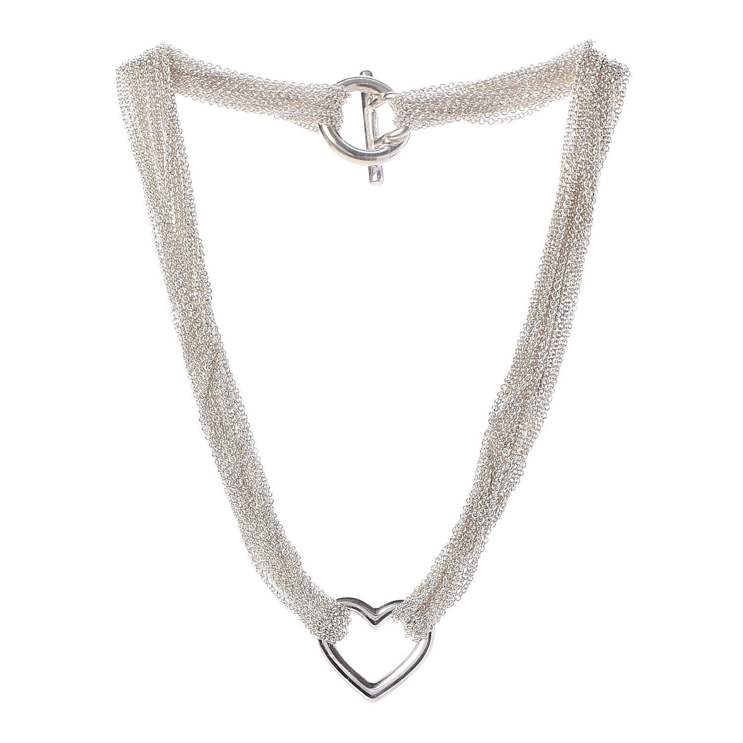Tiffany Sterling Silver Heart Multi Chain Toggle Necklace 3 of 4