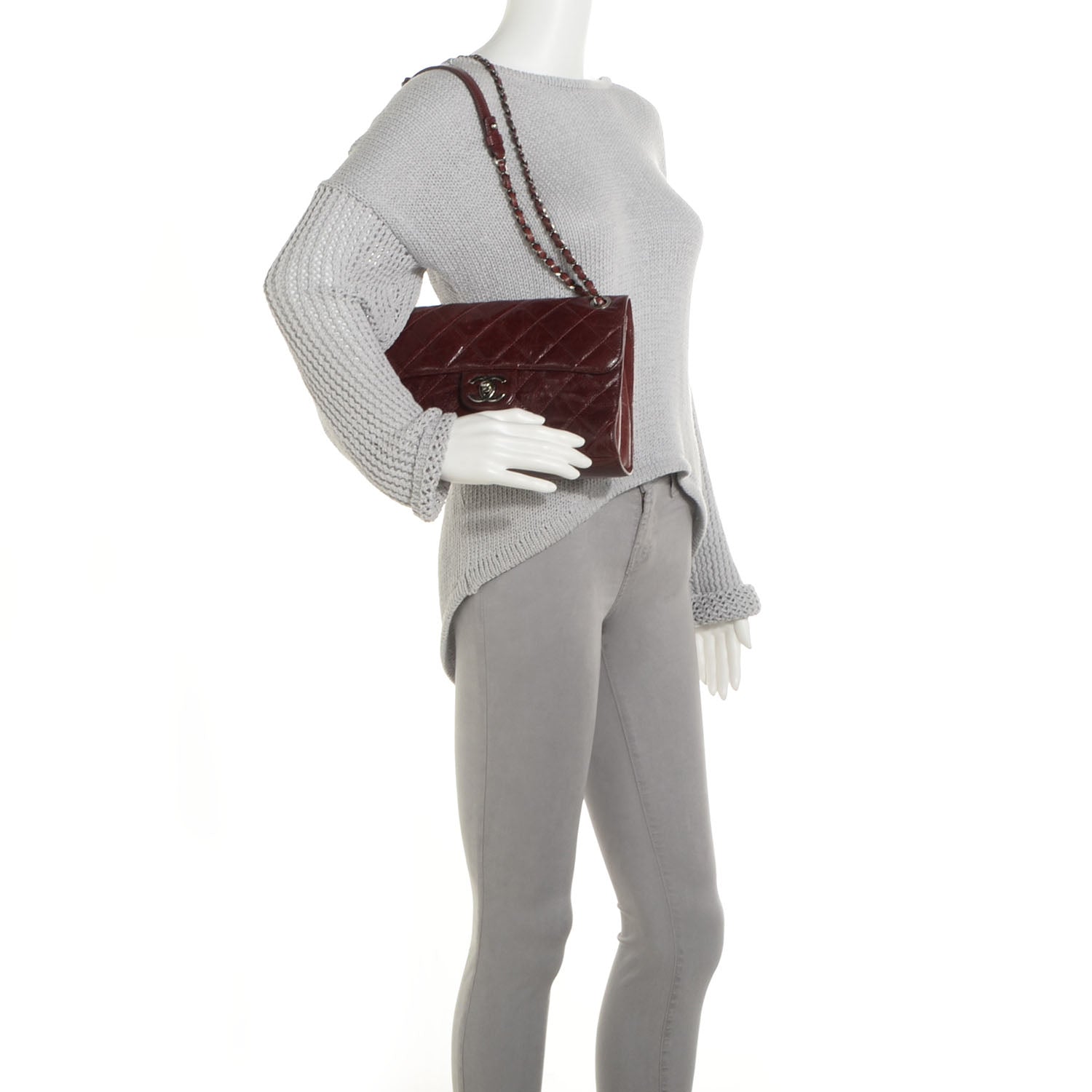 Chanel Crumpled Grained Calfskin Medium CC Crave Flap Bordeaux 2 of 9