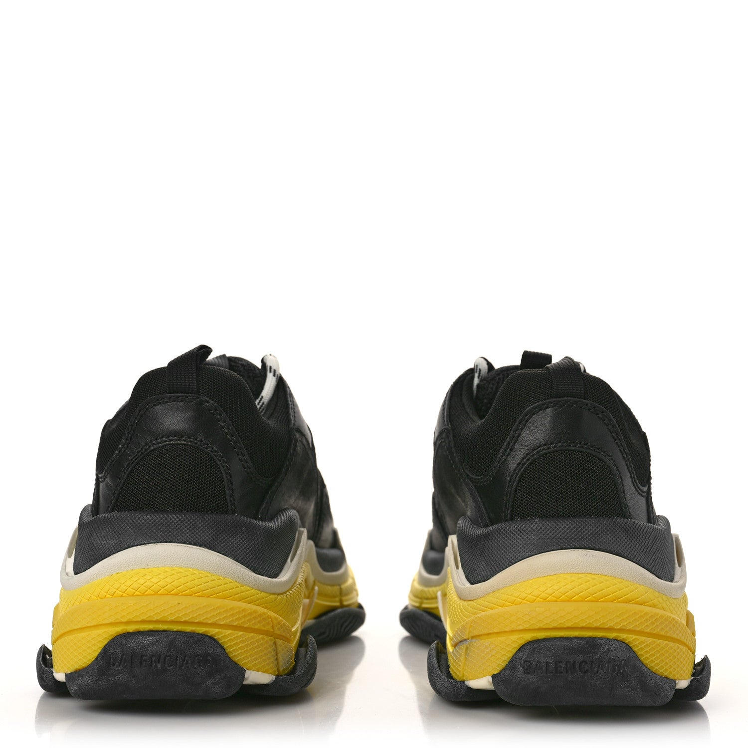 Balenciaga Fabric Mesh Mens Triple S Sneakers 40 Black Yellow 5 of 8