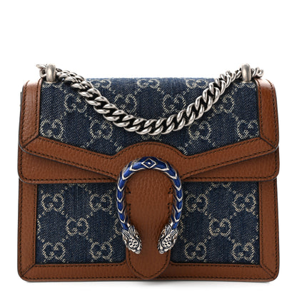 Gucci New Denim GG Monogram Dollar Calfskin Enamel Mini Dionysus Shoulder Bag Blue Tea Cuir Epilog Electric Blue 1 of 10