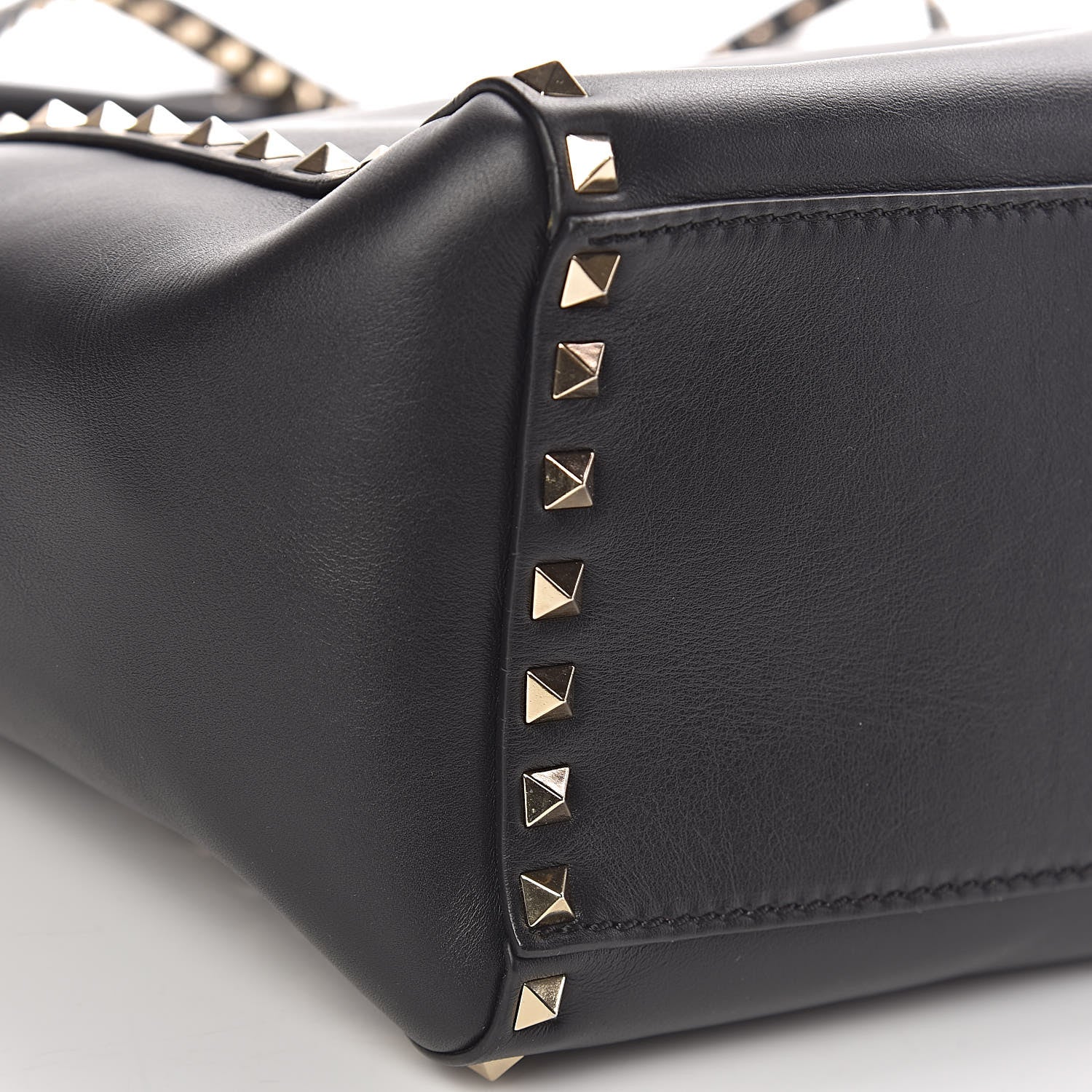 Valentino Garavani Vitello Rockstud Double Handle Tote Black 9 of 10