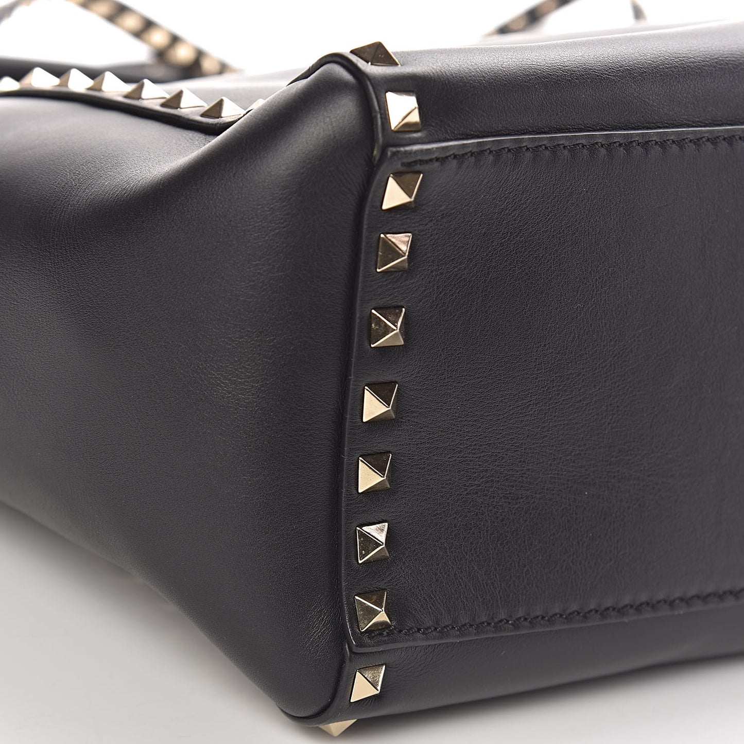 Vitello Rockstud Double Handle Tote Black