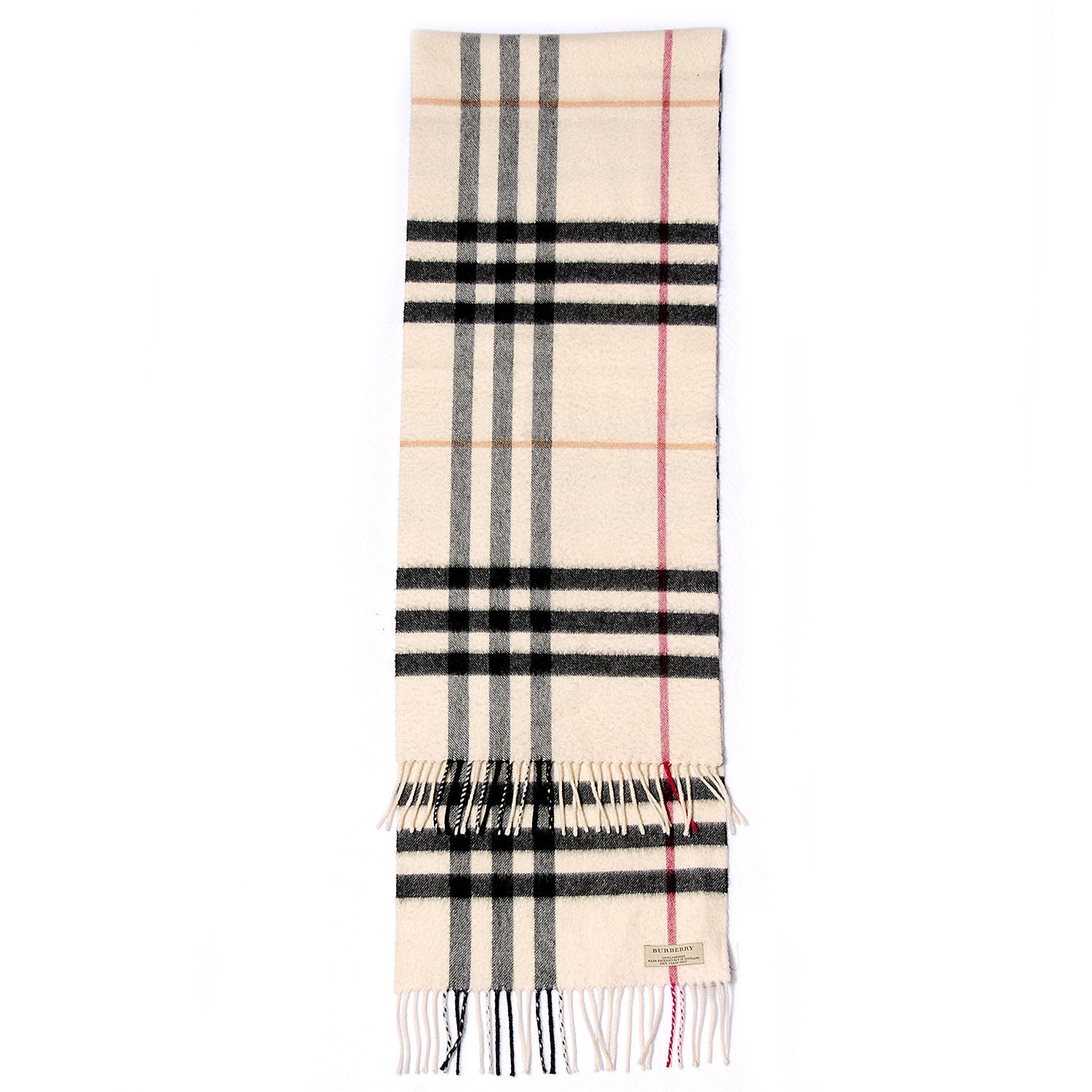 Burberry Cashmere Giant Check Fringe Scarf Ivory 5 of 6