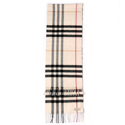 Burberry Cashmere Giant Check Fringe Scarf Ivory 5 of 6