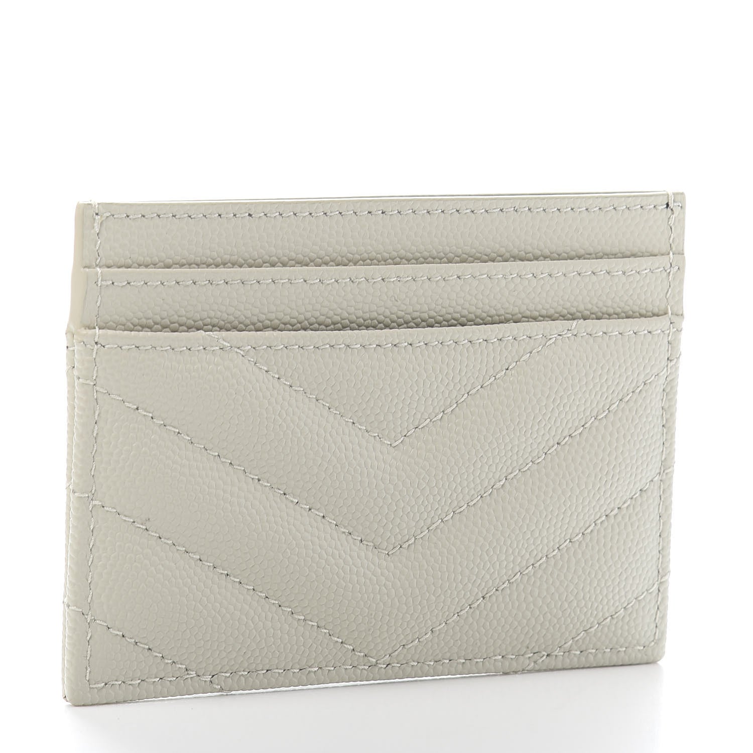 Saint Laurent Grain De Poudre Matelasse Chevron Monogram Credit Card Case Crema Soft 3 of 8