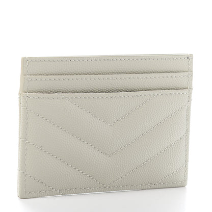 Saint Laurent Grain De Poudre Matelasse Chevron Monogram Credit Card Case Crema Soft 3 of 8