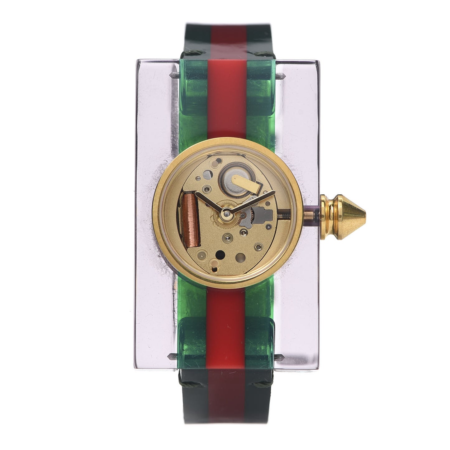 Stainless Steel Calfskin Plexiglass 24mm Skeleton Quartz Watch