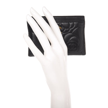 Chanel Lambskin Camellia Embossed Card Holder Black 2 of 12