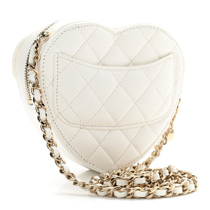 Chanel Lambskin Quilted CC In Love Heart Clutch With Chain White 3 of 10