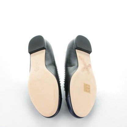 Chanel Lambskin Pearl Cap Toe CC Ballerina Flats 40 Black Navy 5 of 9