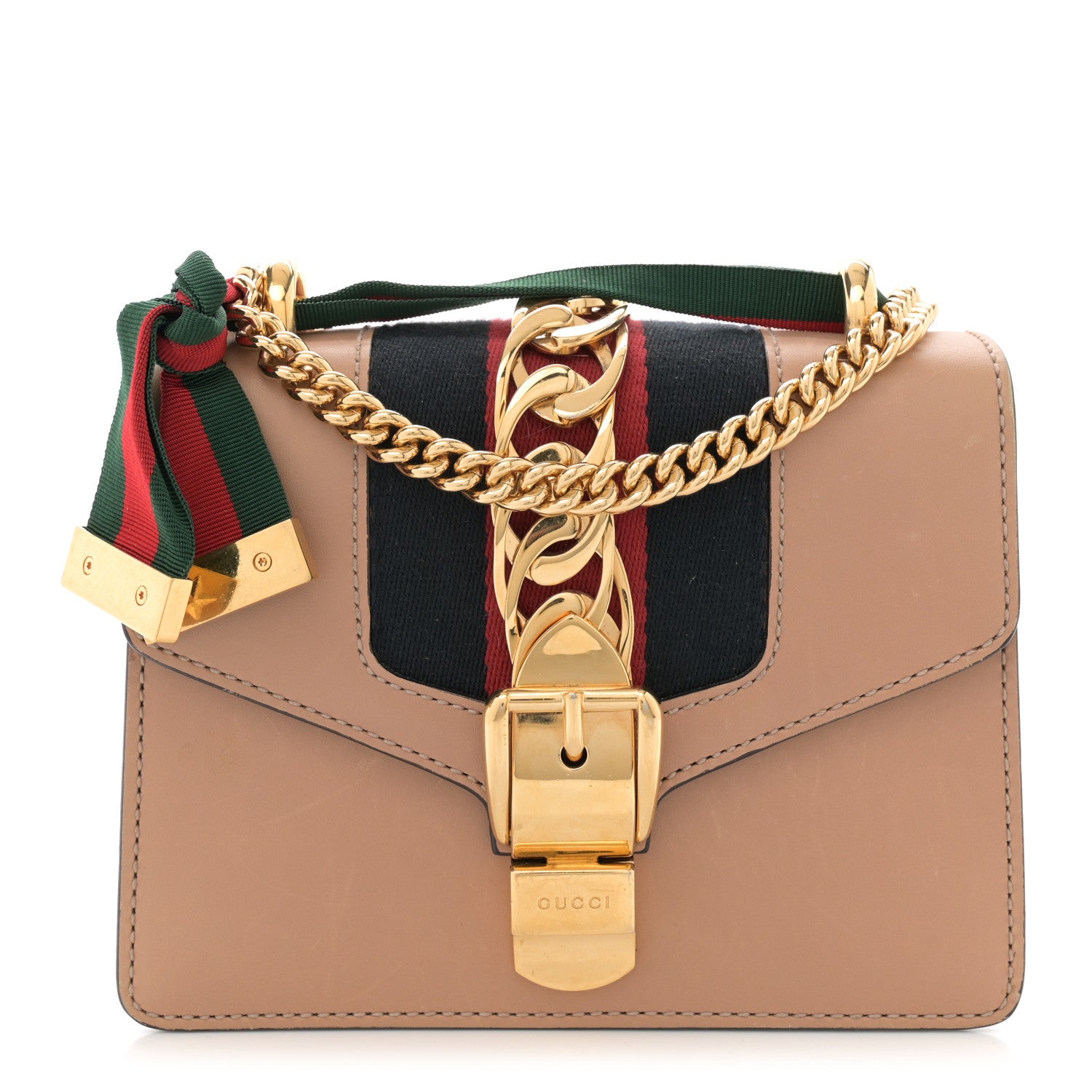 Gucci Calfskin Mini Sylvie Chain Shoulder Bag Porcelain Rose 1 of 13