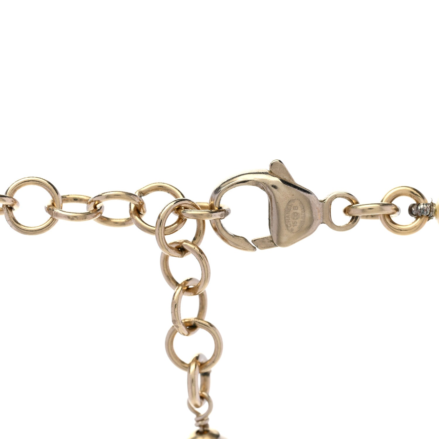 Chanel Pearl Crystal CC Long Necklace Gold Pearly White 5 of 6