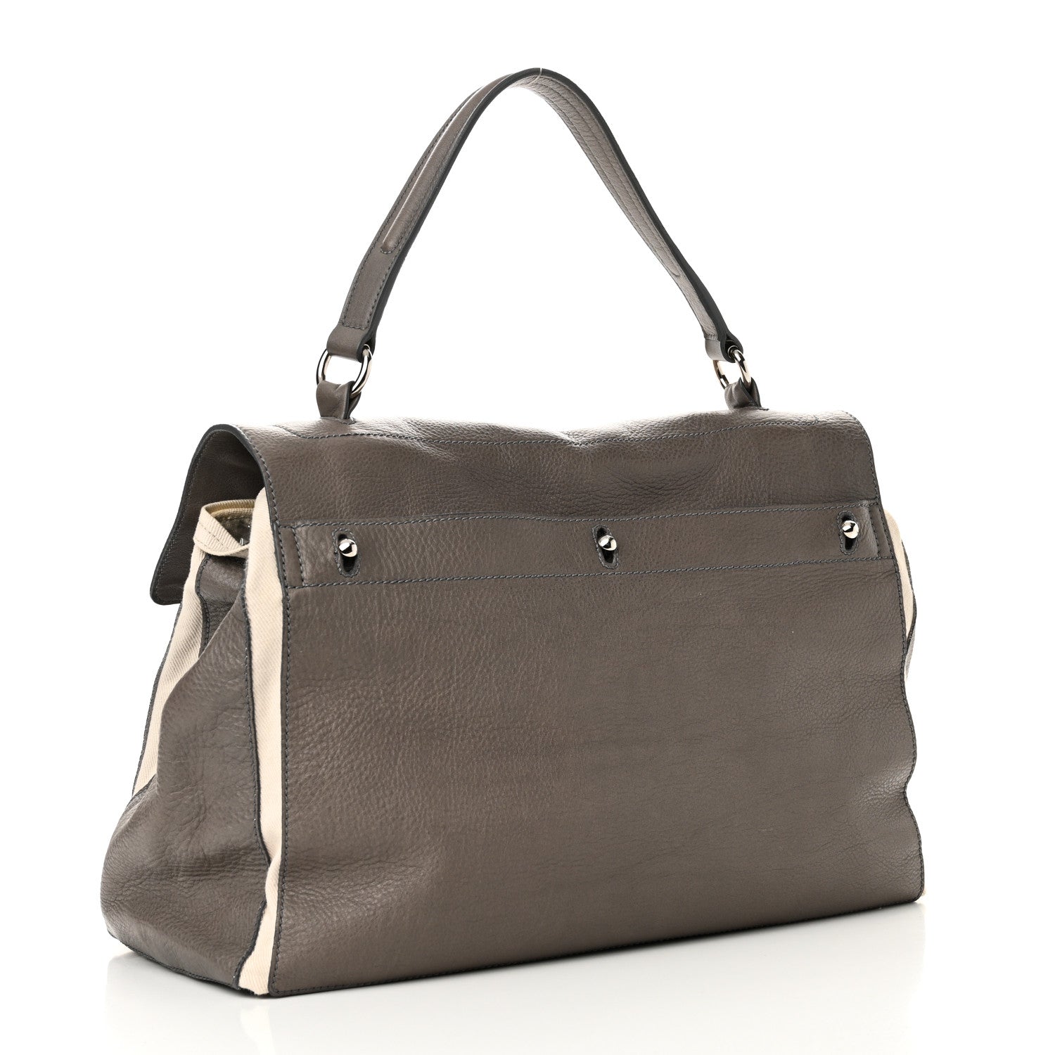 Saint Laurent Calfskin Canvas Large Muse Two Grey 3 of 10