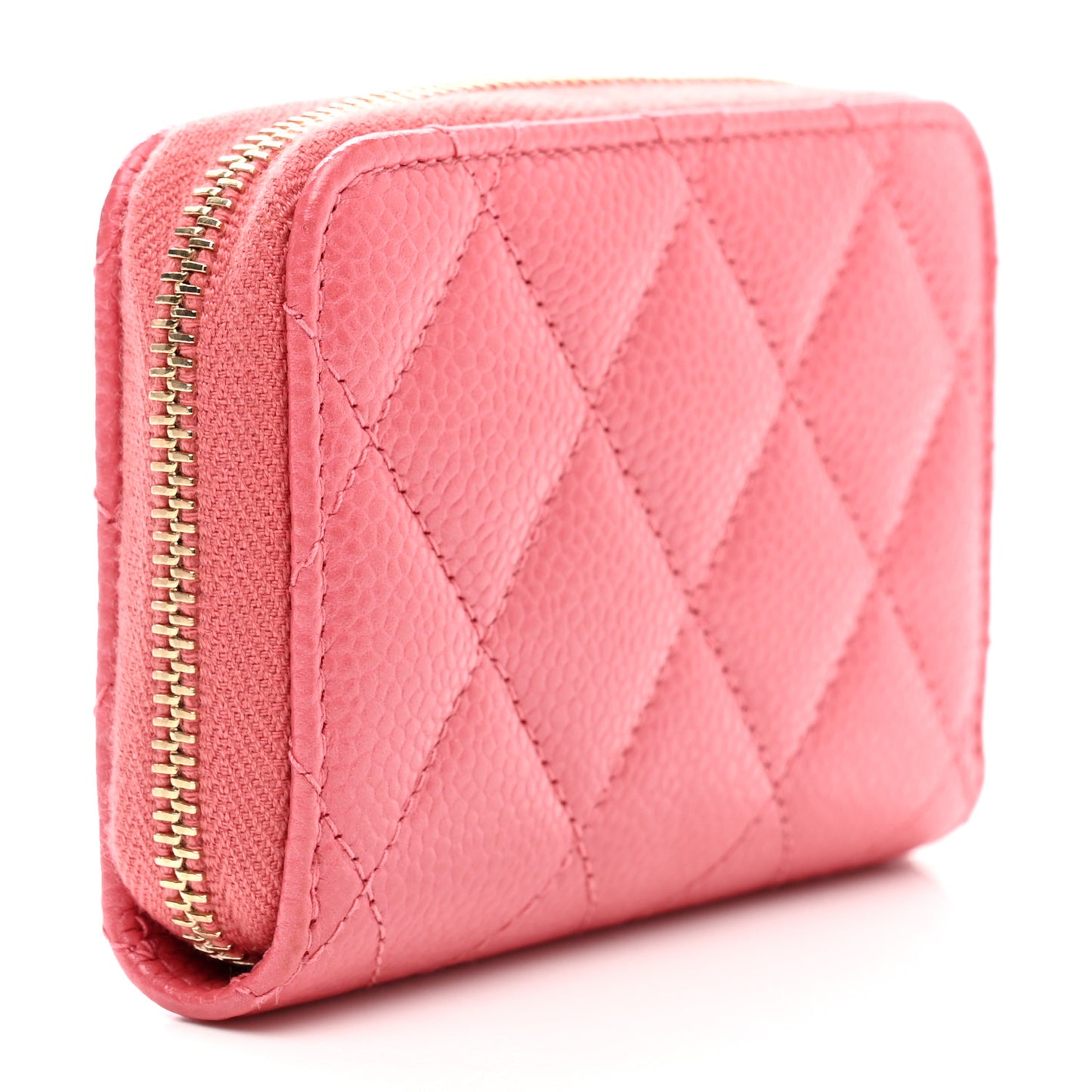 Caviar Quilted Zip Coin Purse Pink