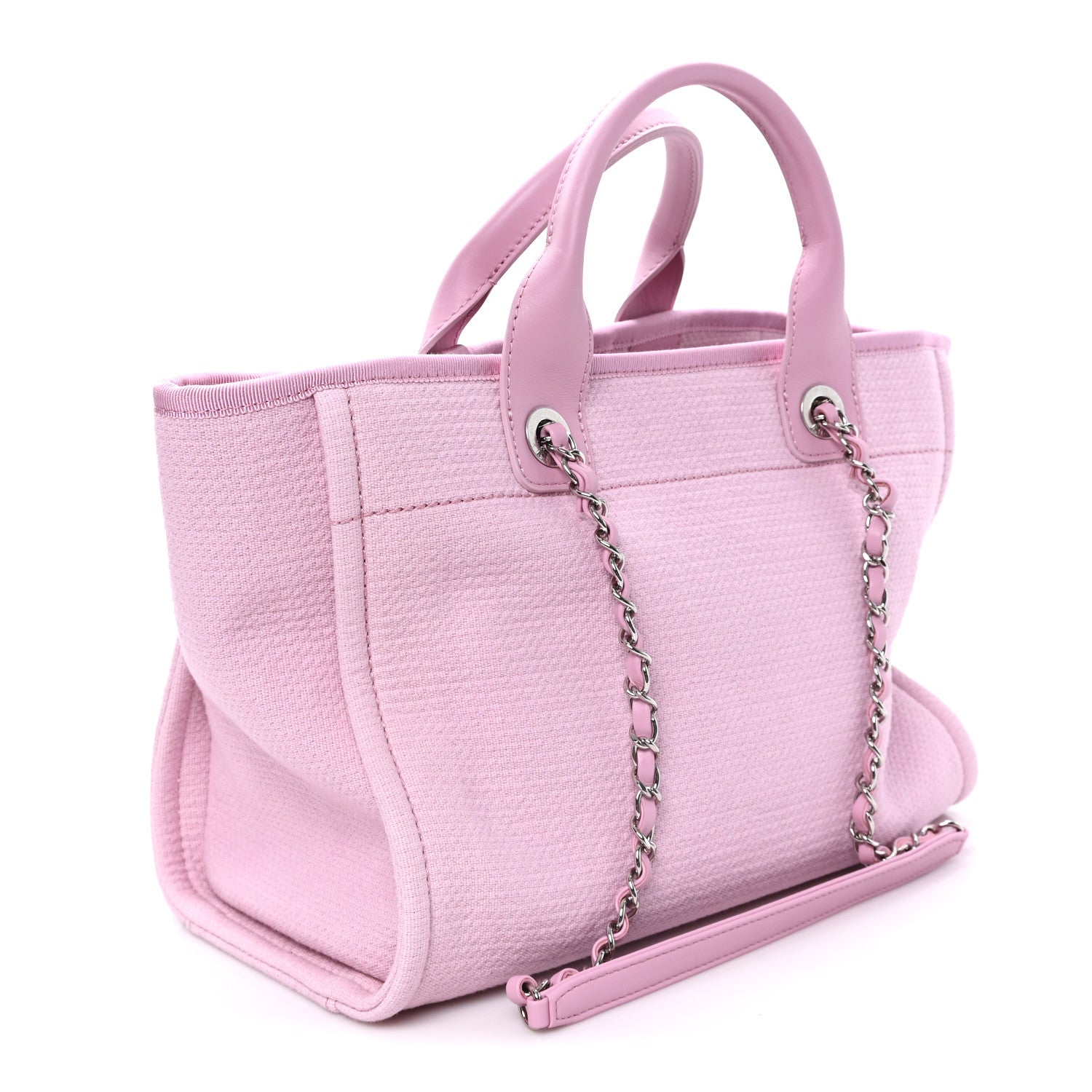 Chanel Mixed Fibers Small Deauville Tote Dark Pink 3 of 10