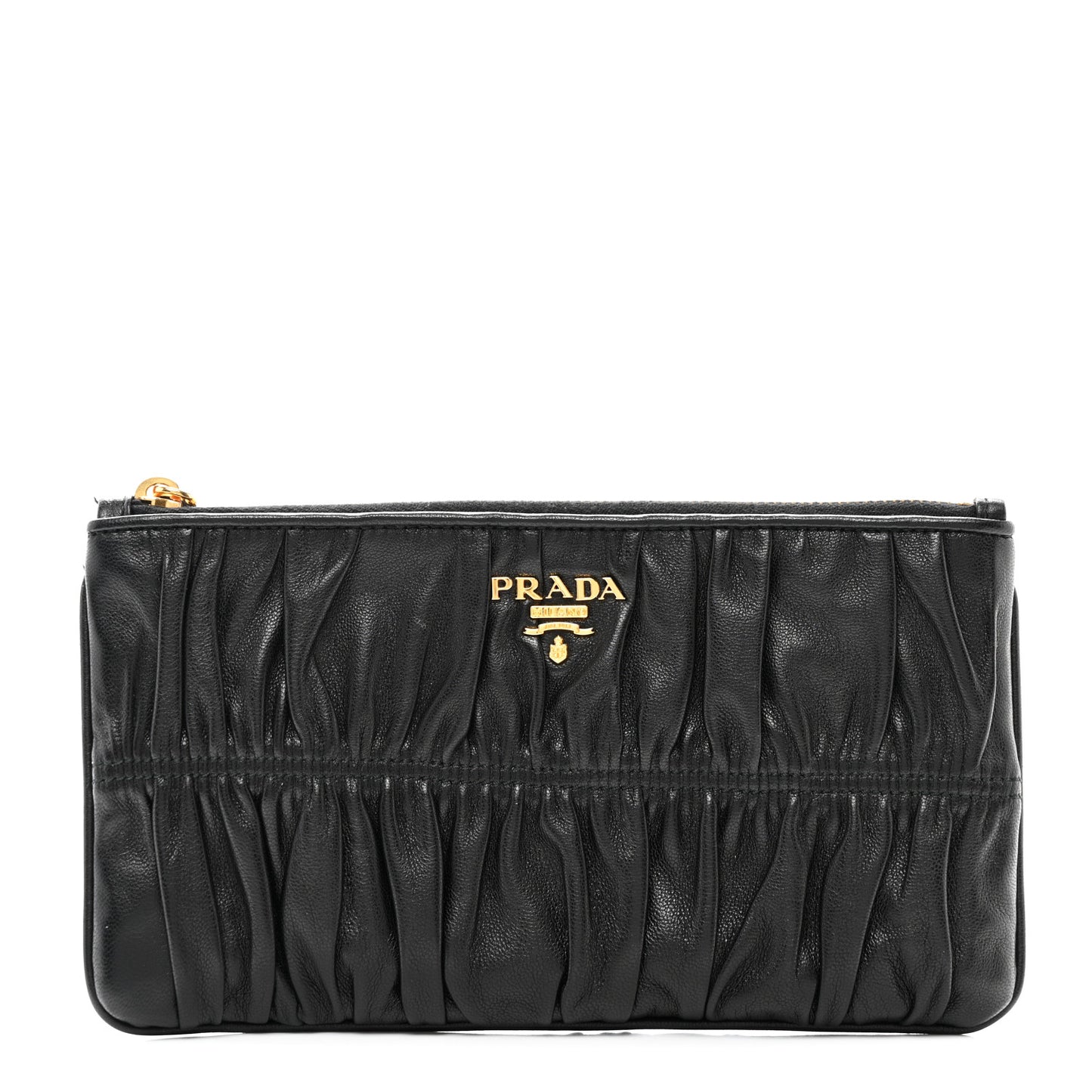 Nappa Gaufre Small Zip Pouch Black