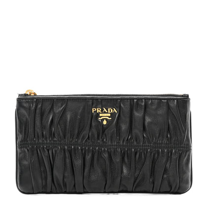 Prada Nappa Gaufre Small Zip Pouch Black 1 of 9