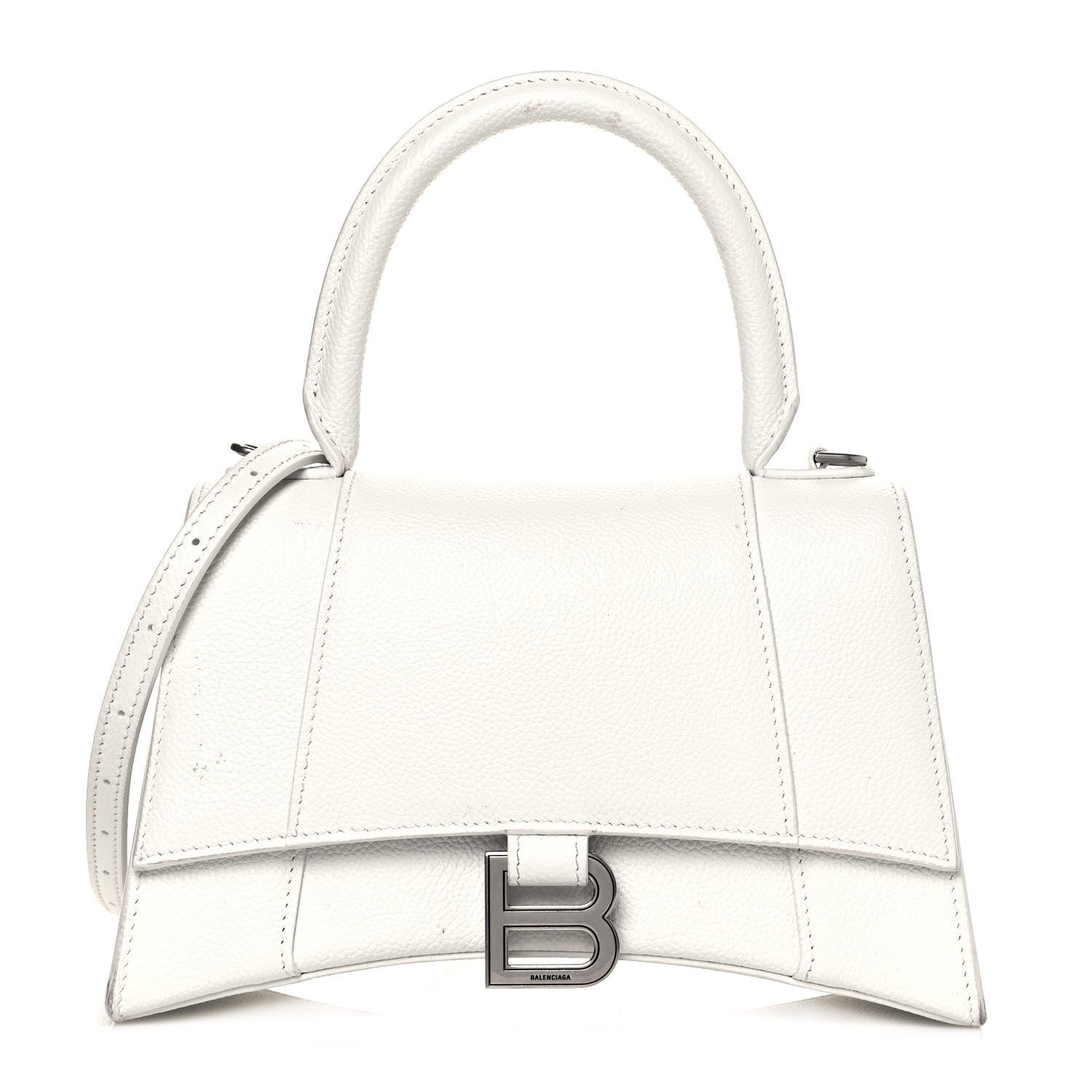 Balenciaga Grained Calfskin Small Hourglass Top Handle Bag White 1 of 13