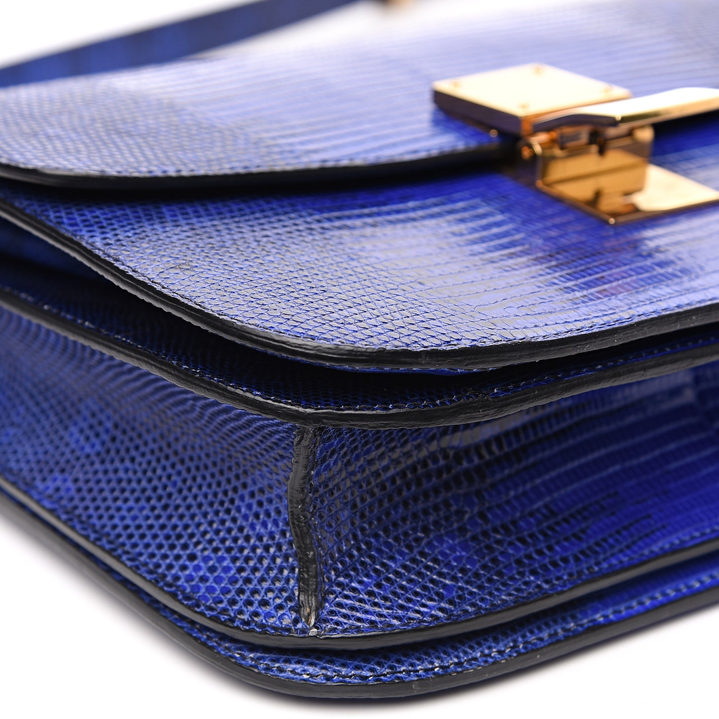 Lizard Medium Classic Box Flap Bag Indigo