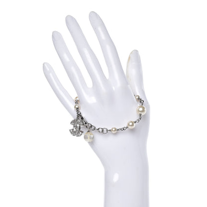 Chanel Baguette Crystal Pearl CC Bracelet Silver 2 of 4