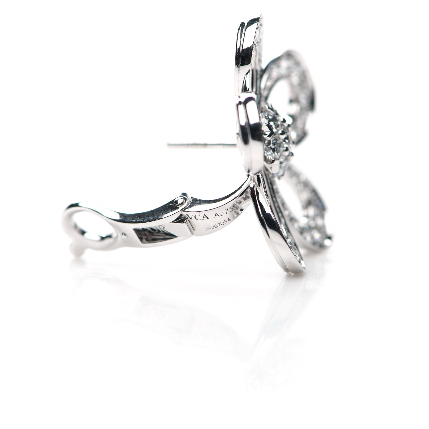 Van Cleef & Arpels 18K White Gold Diamond Flowerlace Earrings 4 of 6