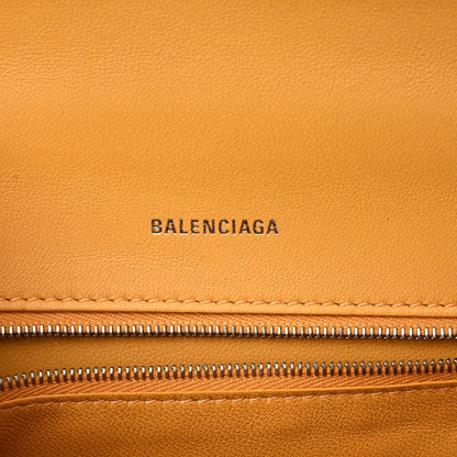 Balenciaga Shiny Calfskin Python Effect Small Hourglass Top Handle Bag Orange Black 10 of 11
