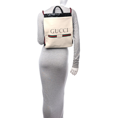 Gucci Calfskin Logo Drawstring Backpack Mystic White 2 of 11