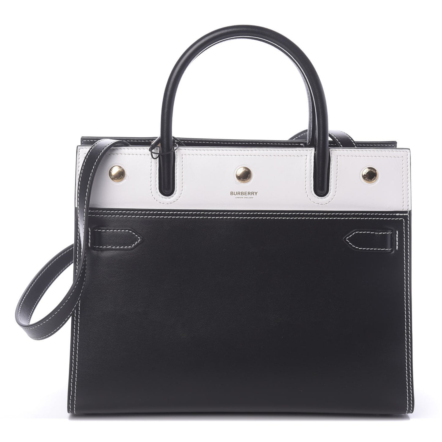Calfskin Small Two Handle Title Bag Black