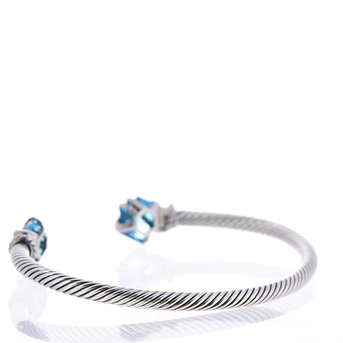 Sterling Silver Hampton Blue Topaz Diamond 4mm Cable Wrap Bracelet