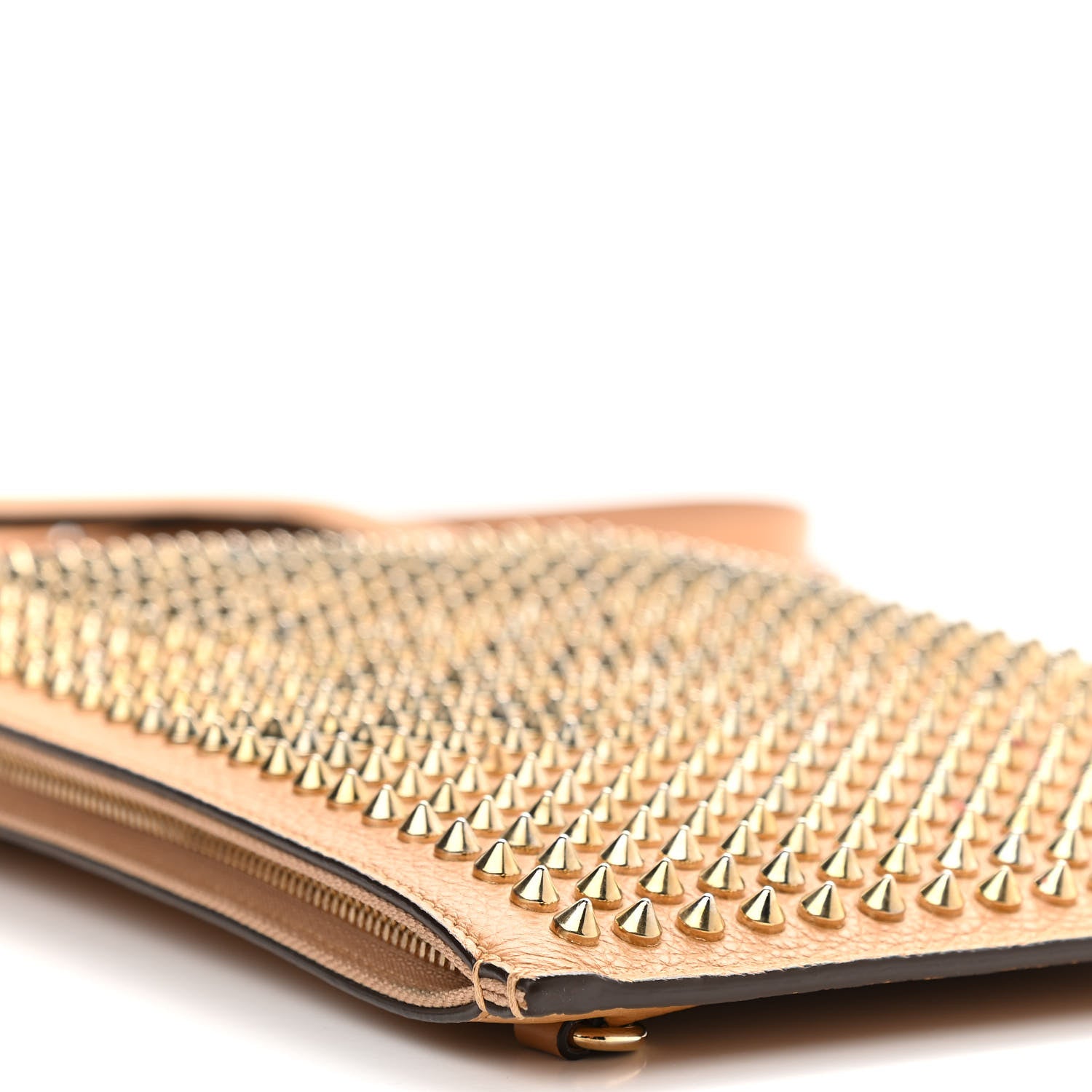 Christian Louboutin Calfskin Spiked Small Trictrac Portfolio Bag Cannelle 10 of 11