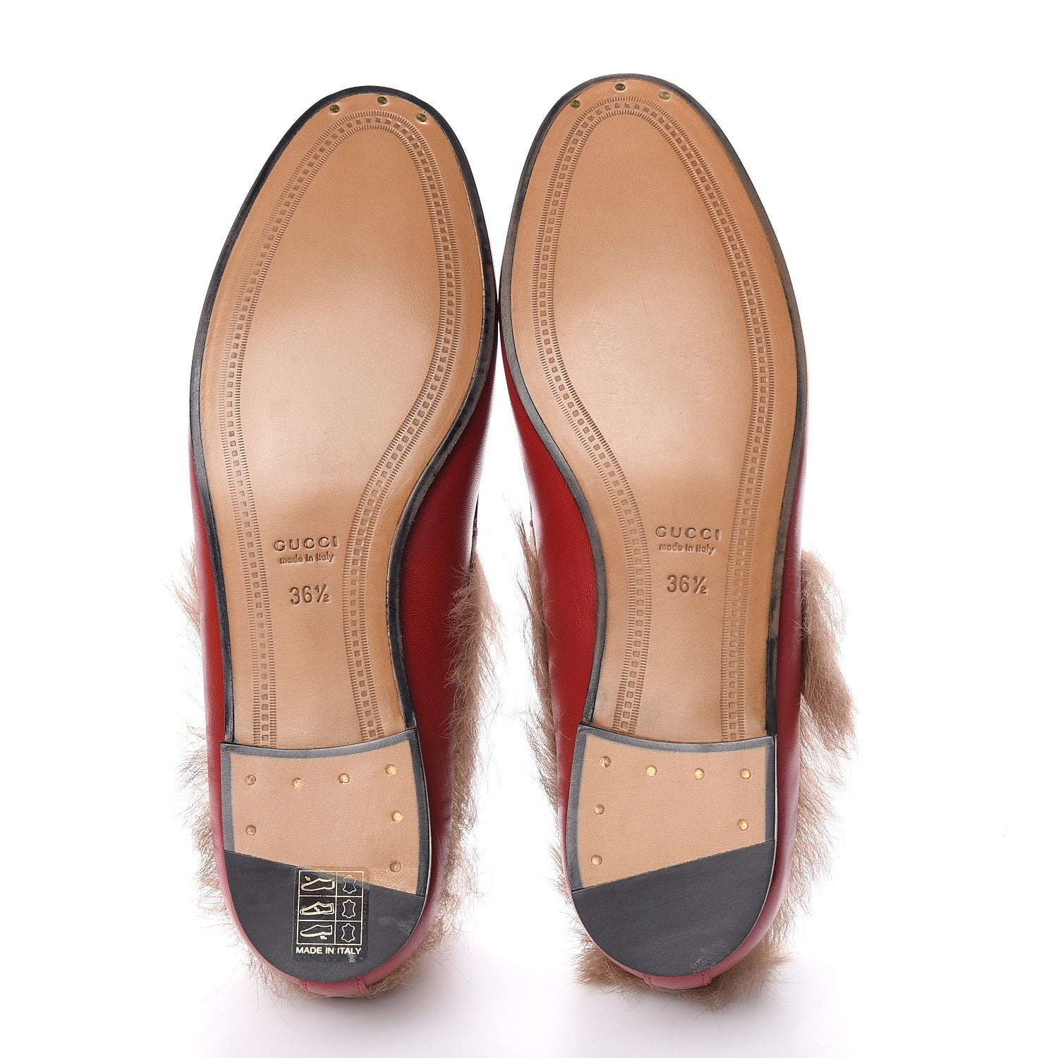 Gucci Malaga Kid Fur Womens Jordaan Loafers 36.5 Hibiscus Red Natural 5 of 10