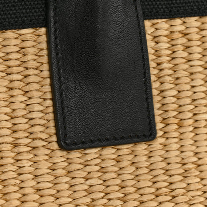 Saint Laurent Raffia Linen Calfskin Rive Gauche Tote Naturale Black 11 of 12