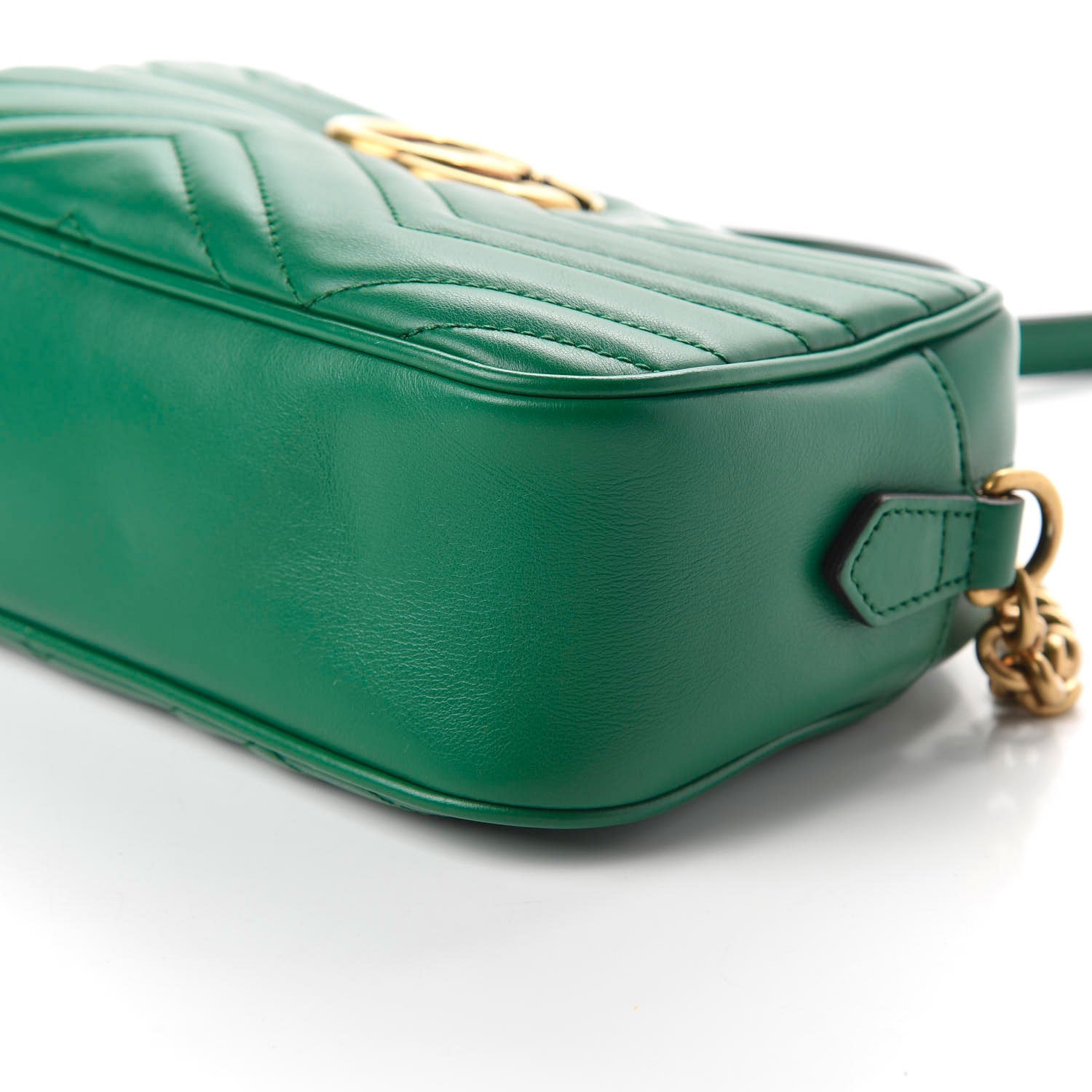 Gucci Calfskin Matelasse Small GG Marmont Chain Shoulder Bag Emerald Green 7 of 10
