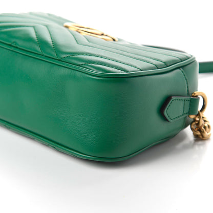Gucci Calfskin Matelasse Small GG Marmont Chain Shoulder Bag Emerald Green 7 of 10