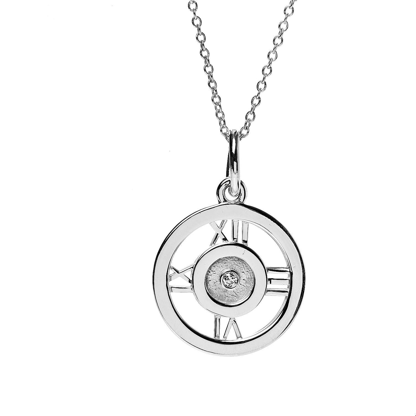 Sterling Silver Diamond Atlas Pendant Necklace