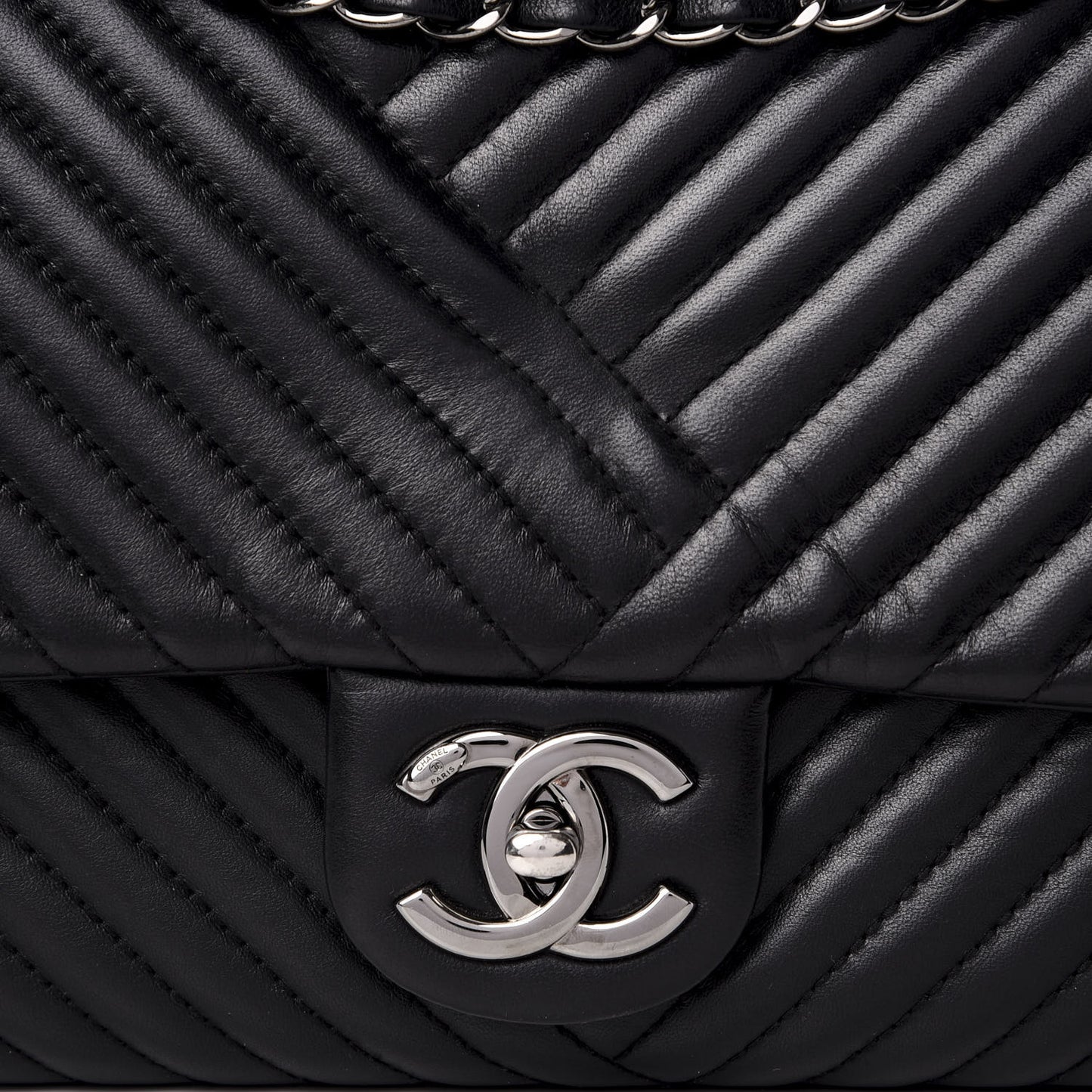 Lambskin Large CC Crossing Flap Black