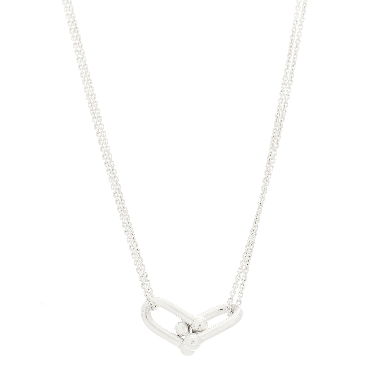 Tiffany Sterling Silver Double HardWear Link Pendant Necklace 1 of 5