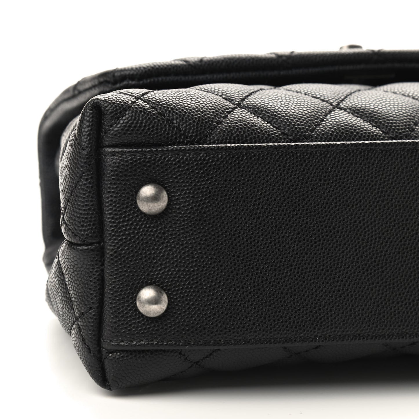 Caviar Lizard Embossed Quilted Mini Coco Handle Flap Black