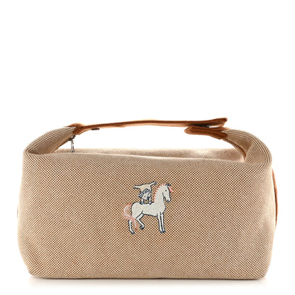 Hermes Canvas Large Bride-A-Brac Cabriole Case Biscuit 1 of 12
