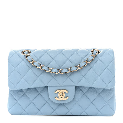 Chanel Caviar Quilted Small Double Flap Light Blue 1 of 10