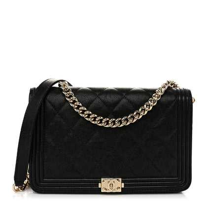 Chanel Caviar Quilted Boy Wallet On Chain WOC Black 1 of 12