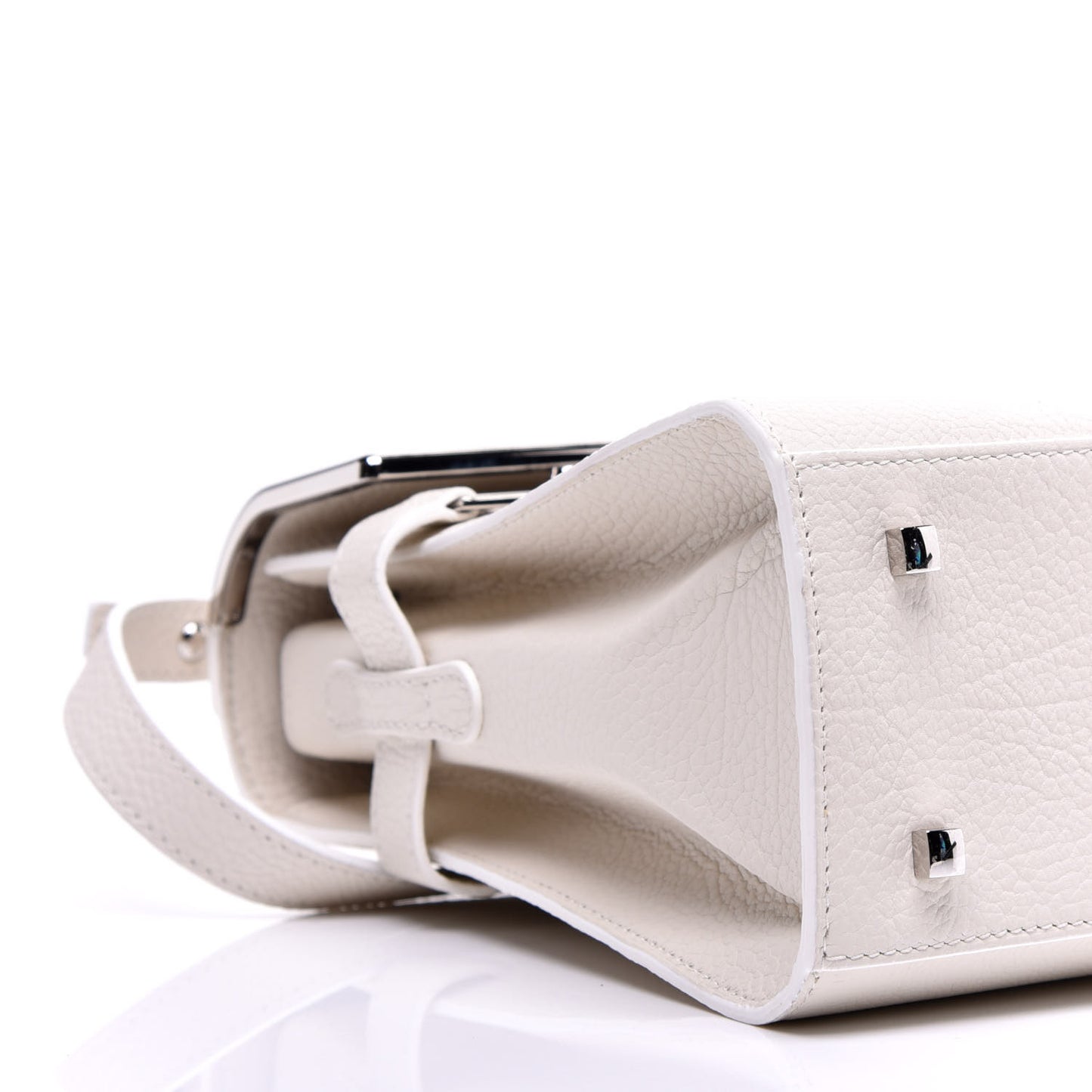 Crispy Calfskin MM Tempete Satchel White