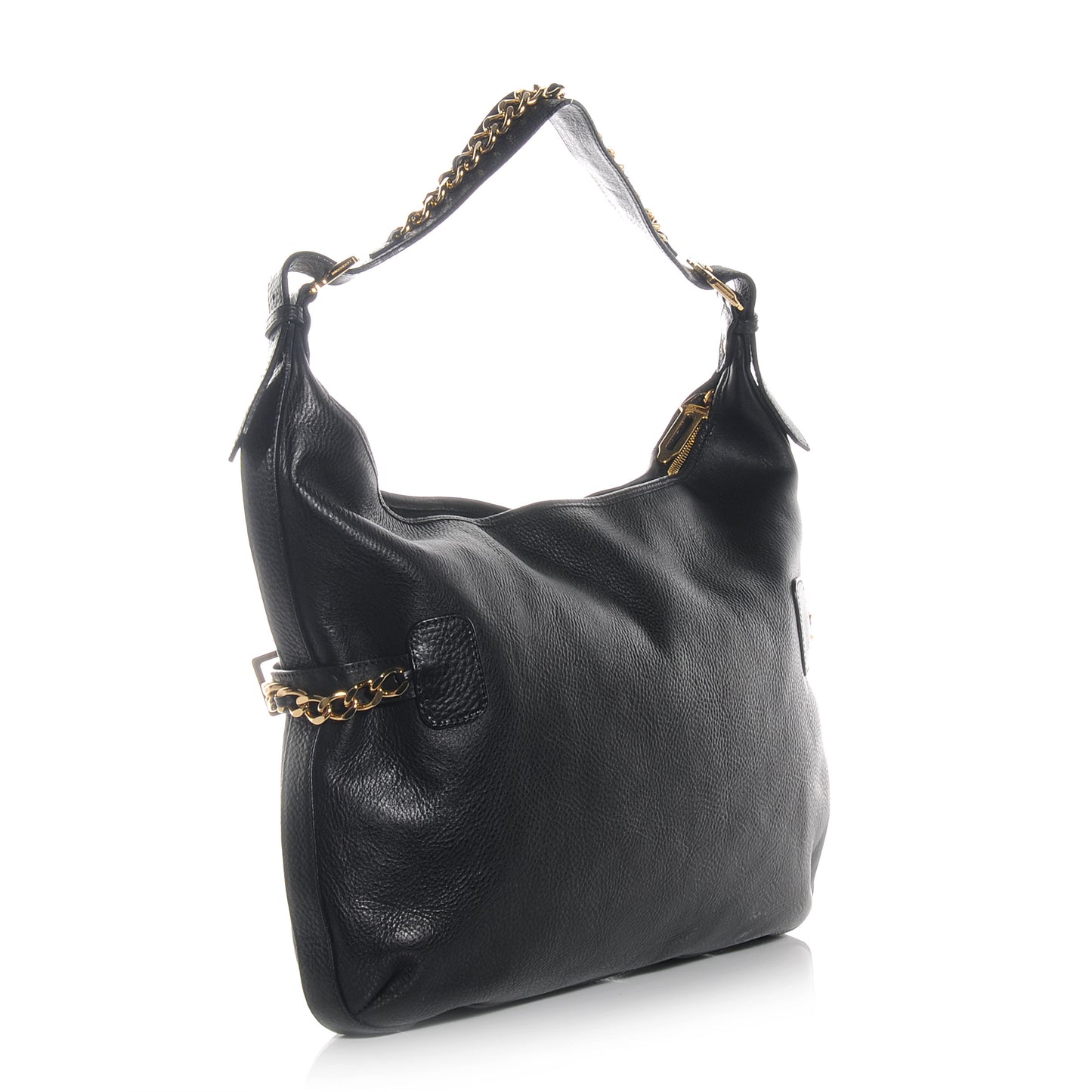 Leather Chain Hobo Black