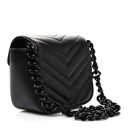 Gucci Calfskin Matelasse Monochrome GG Marmont Chain Mini Belt Bag Black 3 of 10