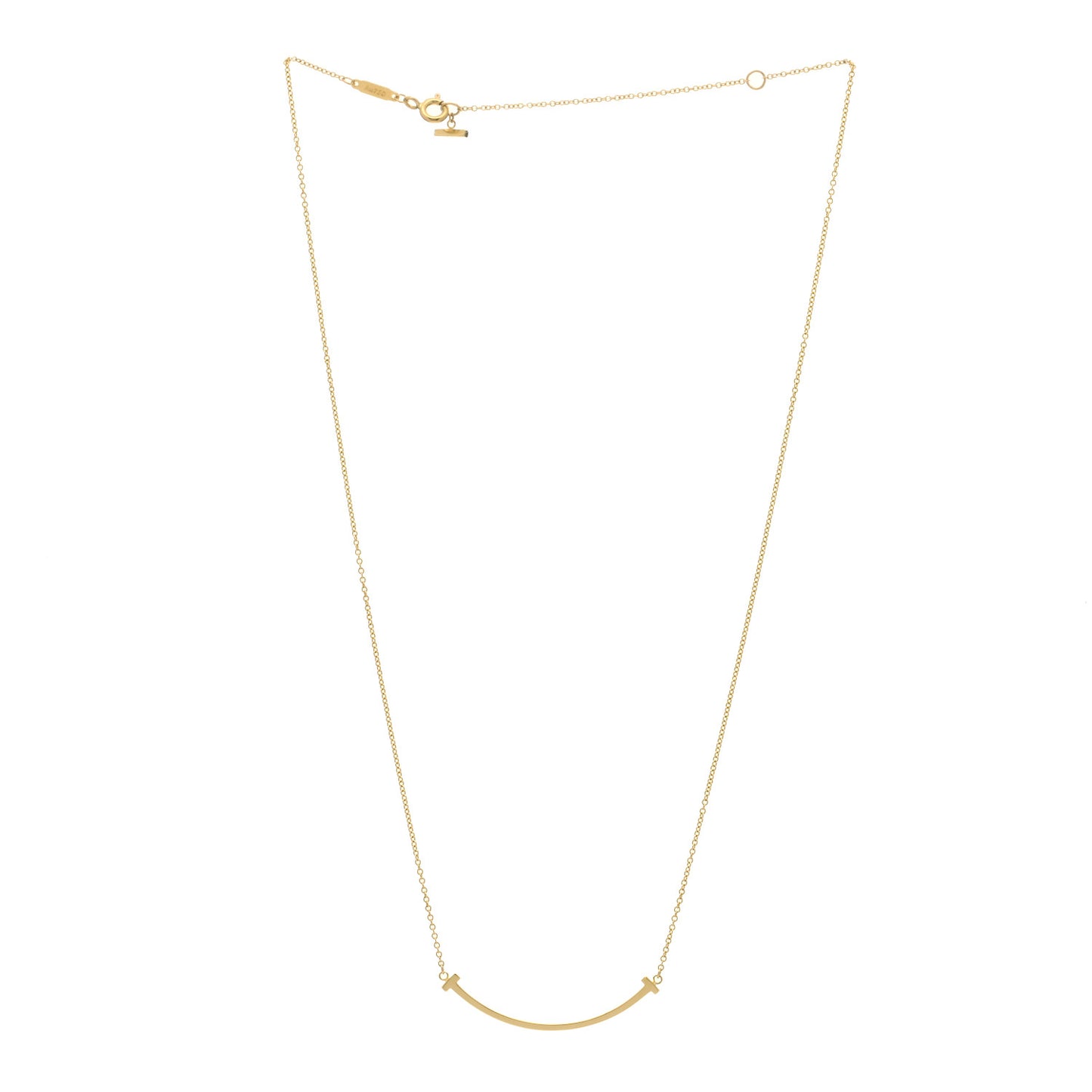 18K Yellow Gold Small T Smile Pendant Necklace