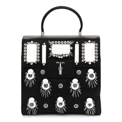 Prada Satin Raso Crystal Embellished Ricamo Shoulder Bag Black 1 of 11