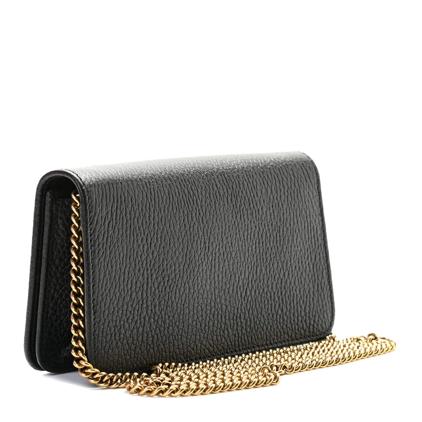 Dollar Calfskin Garden Mystic Cat Chain Wallet Black